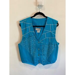 1980's Vintage‎ Turquoise and Silver Vest